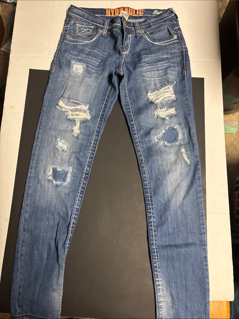 Hydraulic Women's Distressed Skinny Jeans in Blue Wash